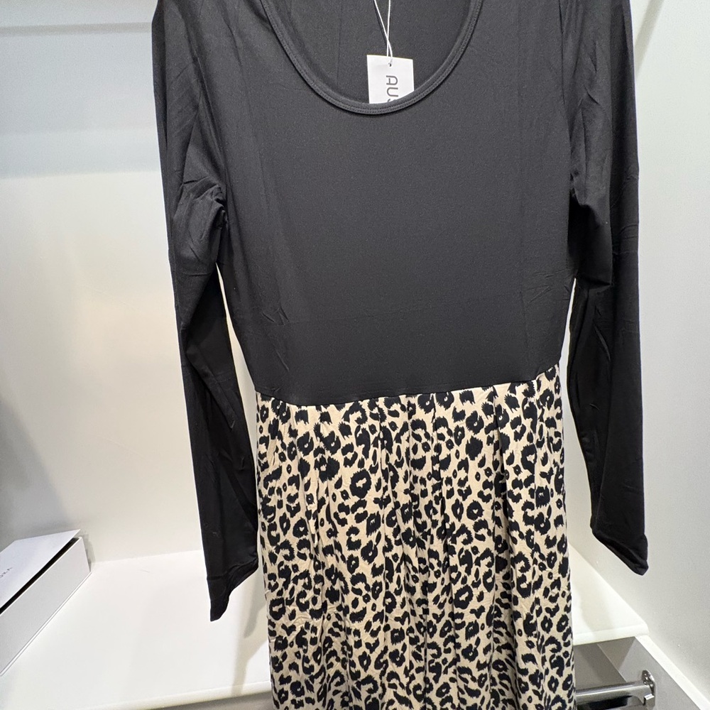 Black and Cheetah Print Dress, Size M, NEW